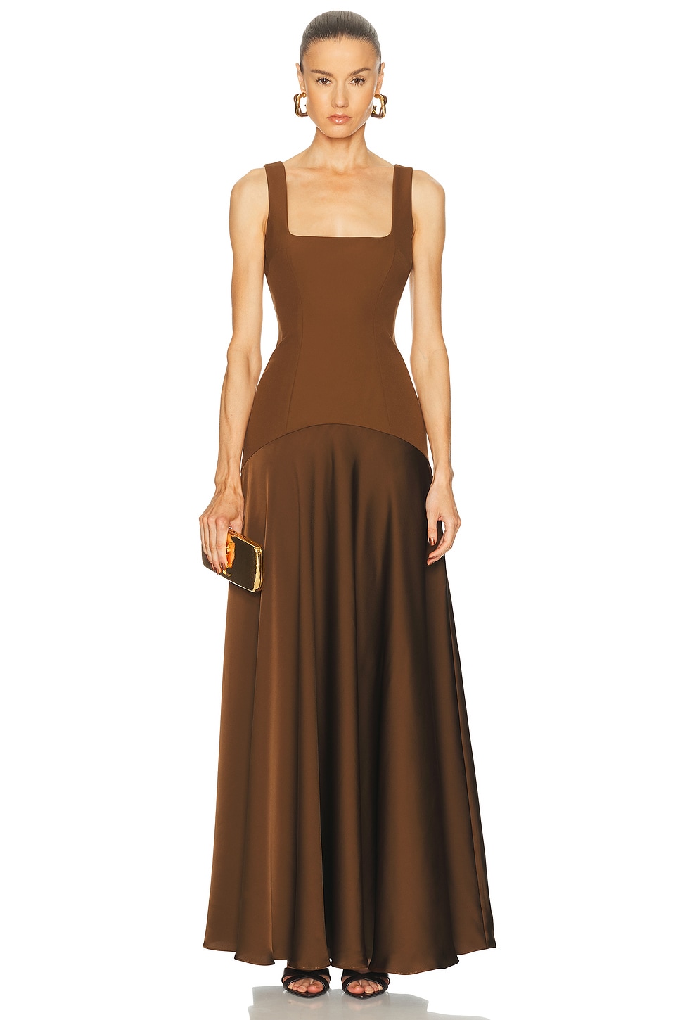 L'Academie Sidney Gown in Chocolate Brown - Chocolate. S also in