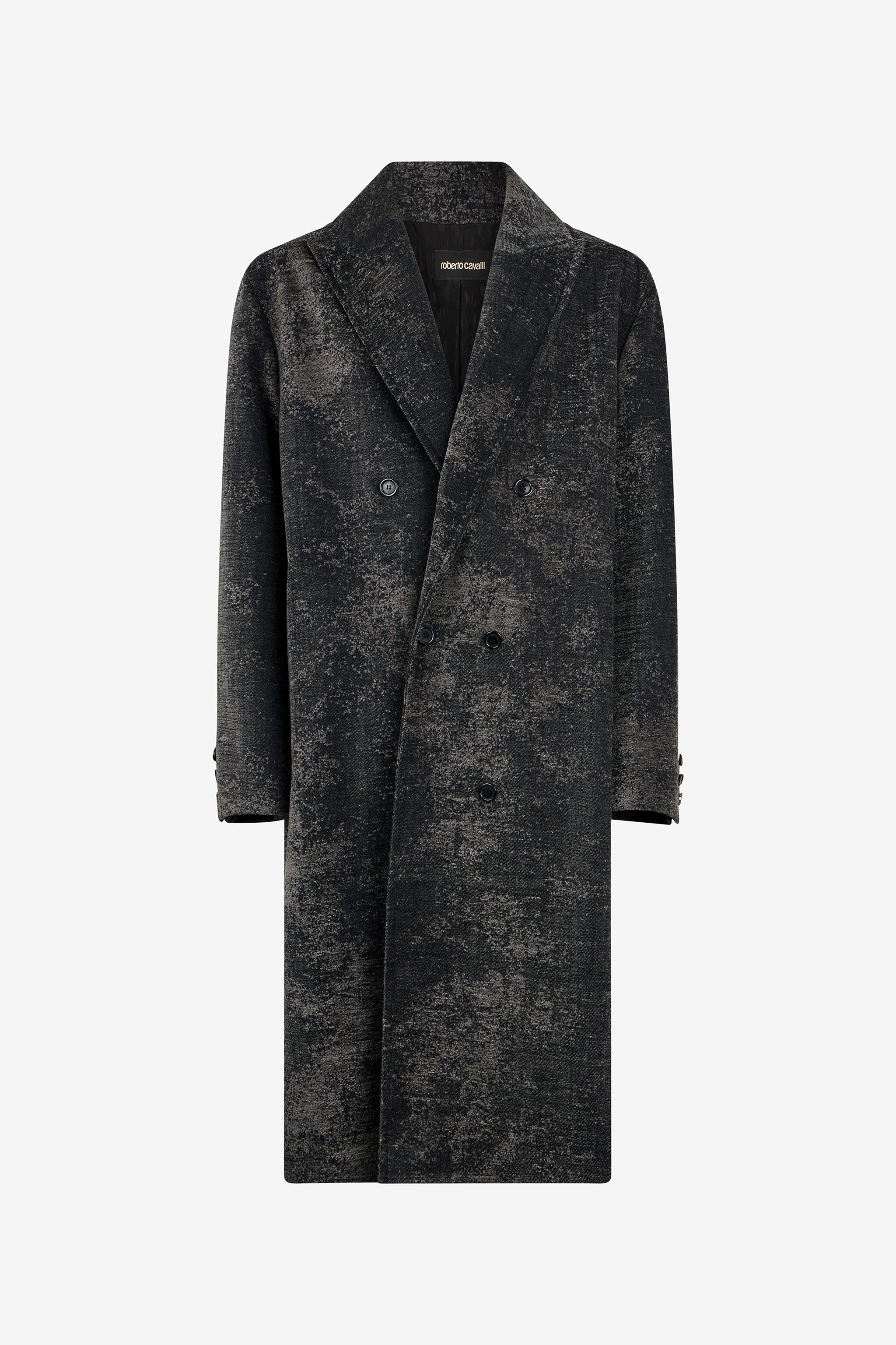 Double-breasted Coat With Distressed Effect