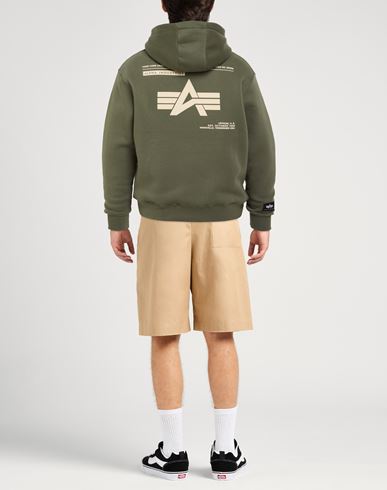 Man Sweatshirt Military green Size M Cotton, Polyester