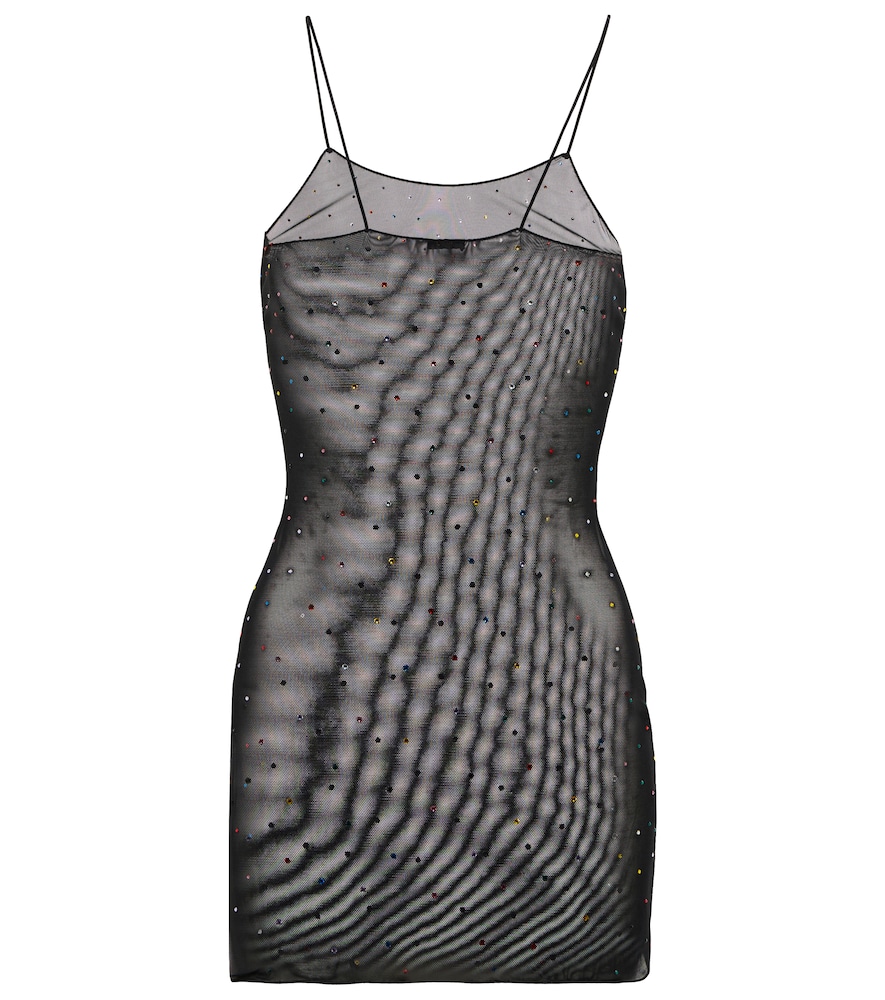 Oséree Gem embellished mesh slip dress