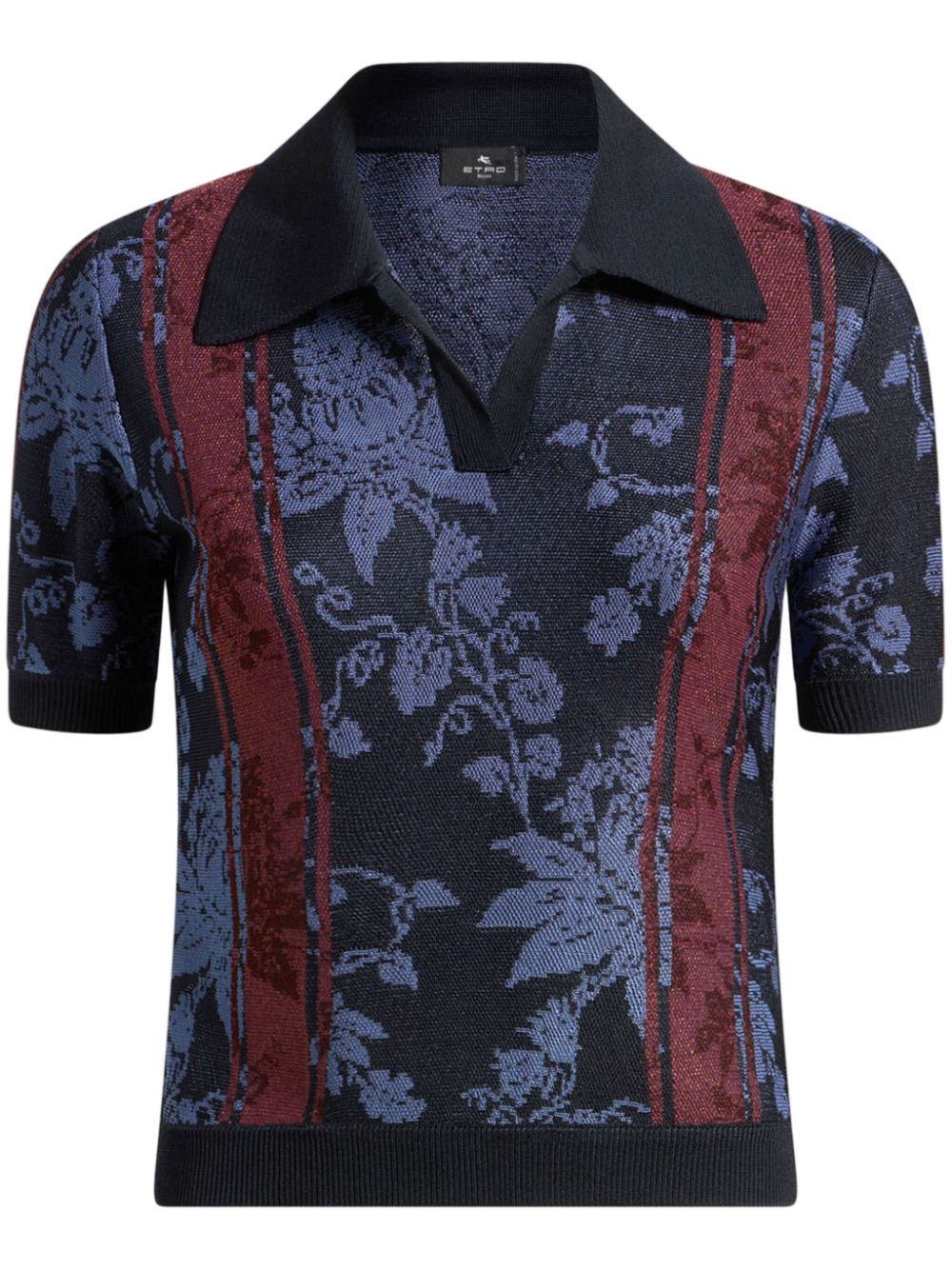Floral jacquard polo shirt - Blue