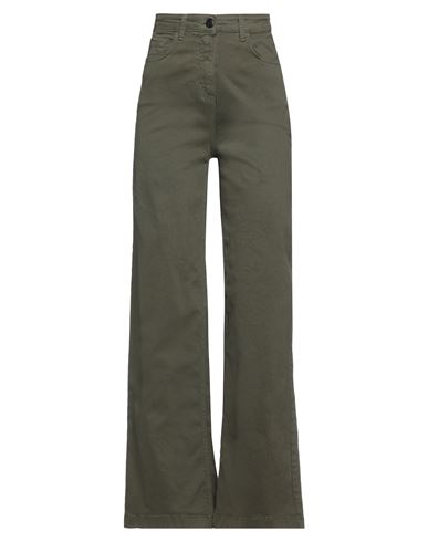 Woman Pants Military green Size 2 Cotton, Elastane