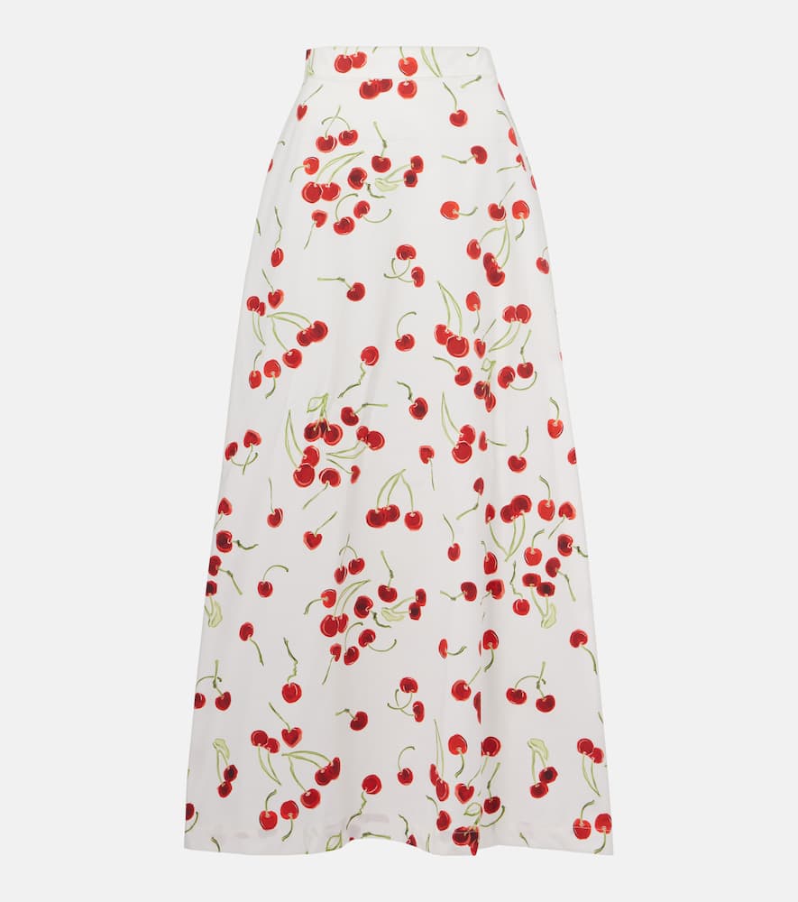 Printed cotton high-rise maxi skirt