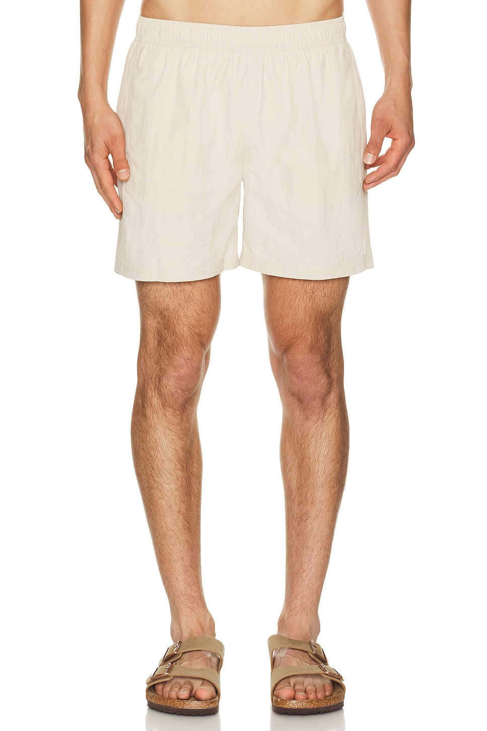 AUTO-REPLY 5.5 Solid Sebastian Swim Trunk in Saltstone - Cream. S also in M, L, XL/1X