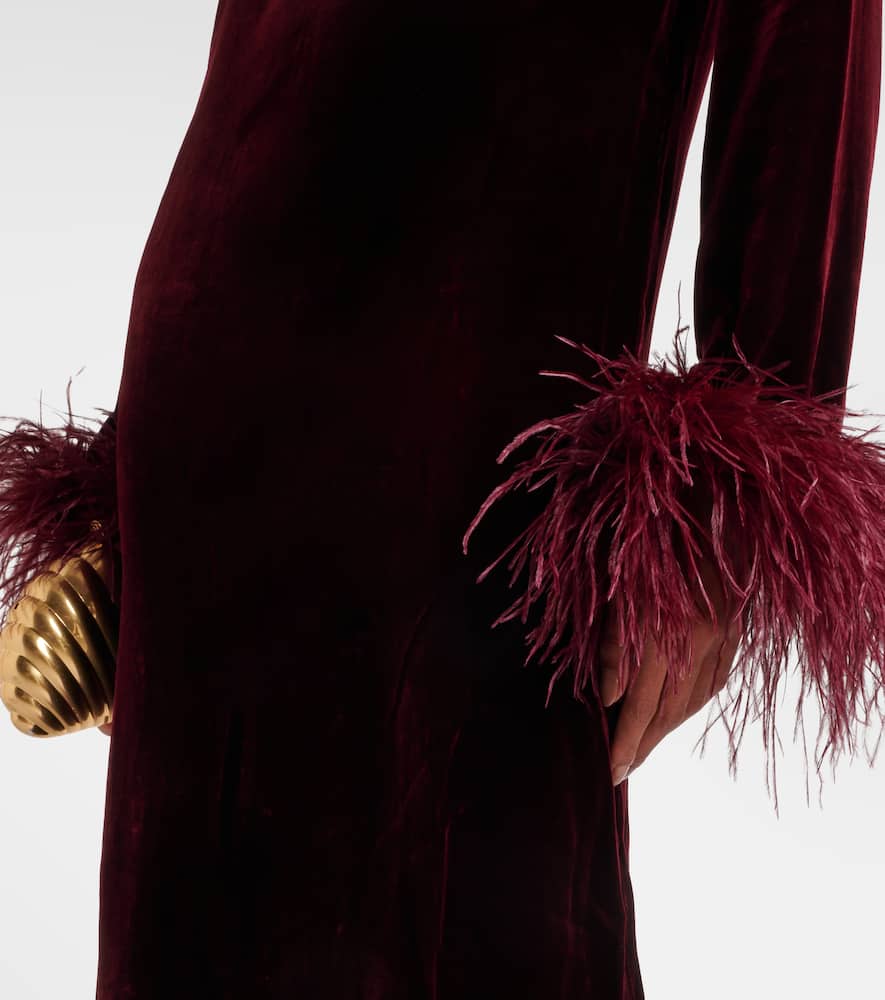 Gina Venti feather-trimmed midi dress
