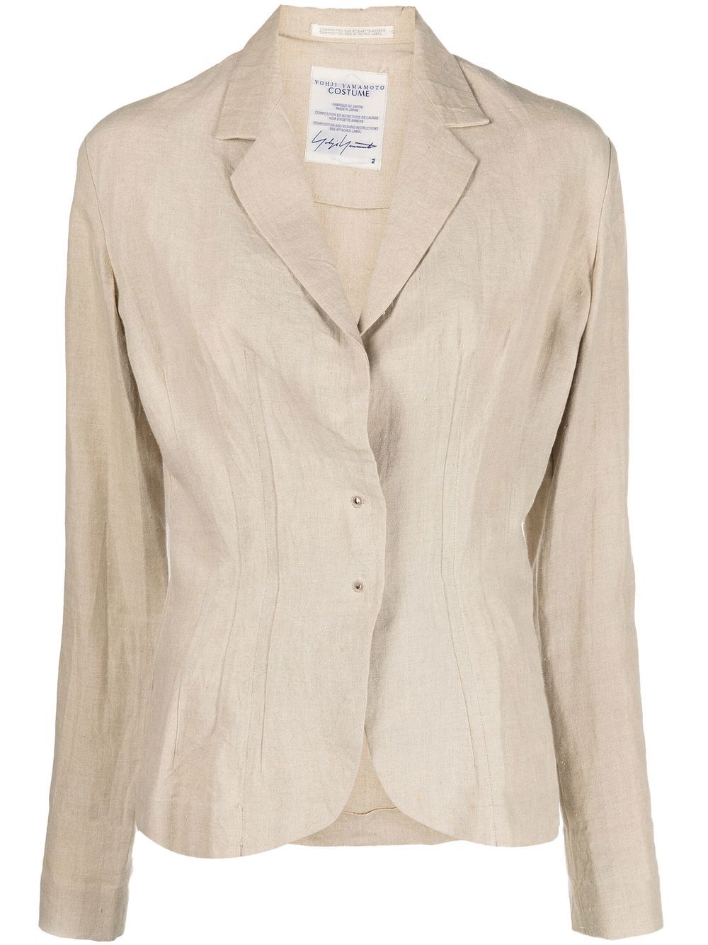 1990s notch lapels linen jacket - Neutrals