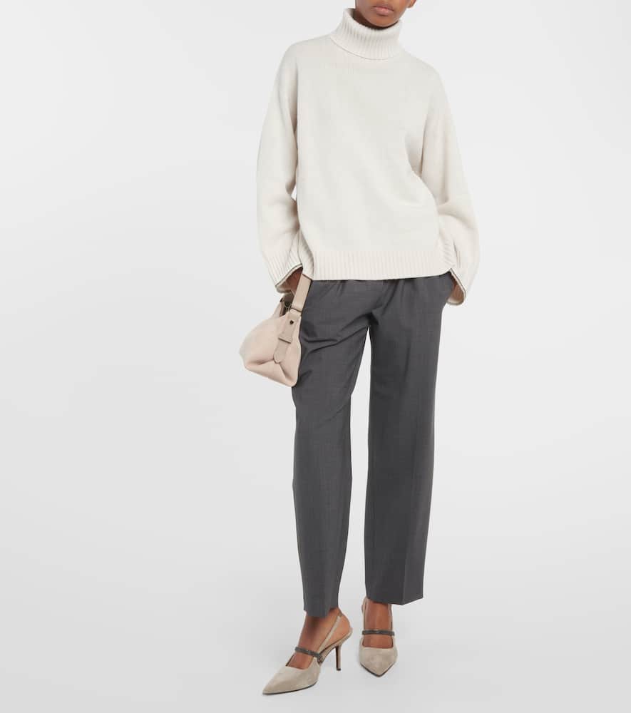 Wool, cashmere, and silk turtleneck sweater