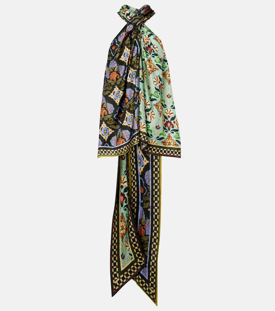 Alémais Cece floral silk halterneck top