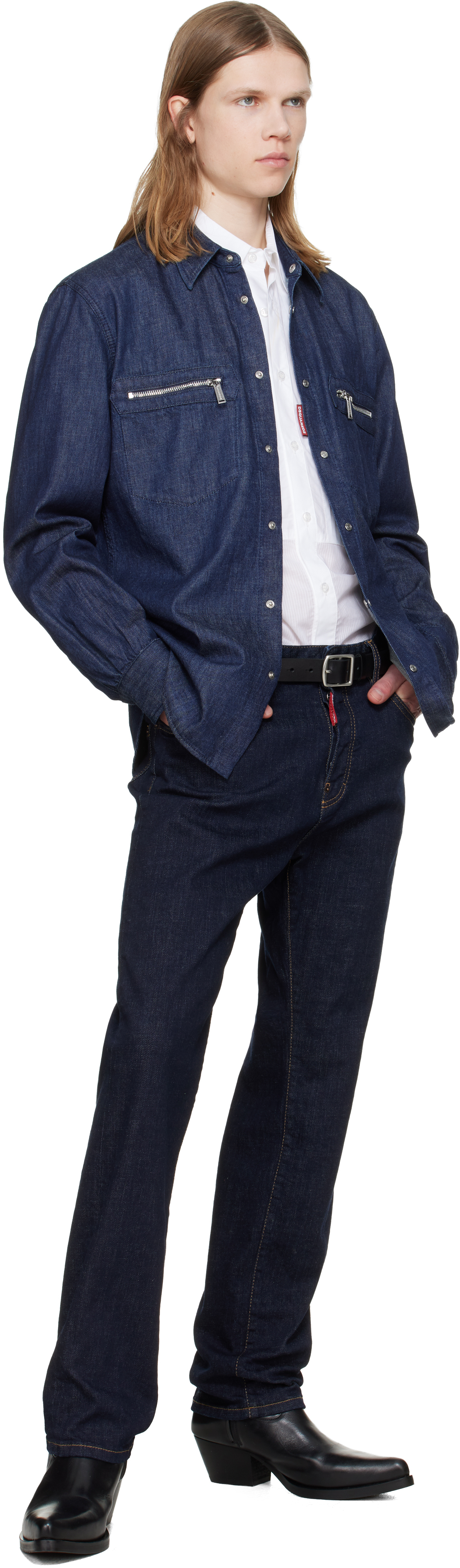 Blue Wet & Dry Wash Denim Biker Shirt