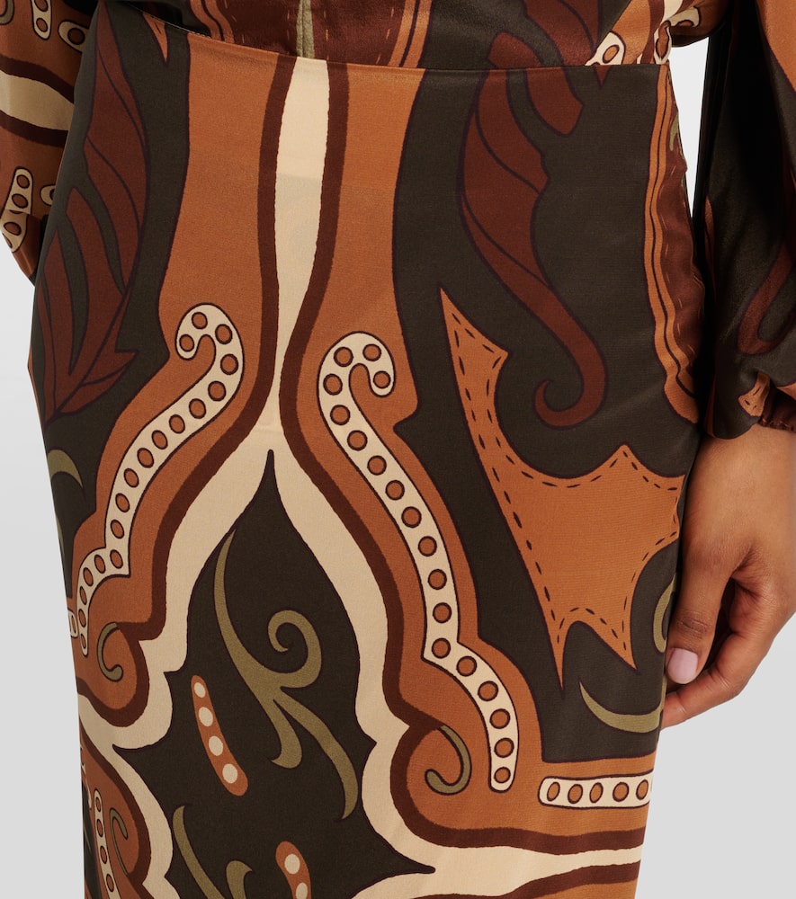 Printed silk maxi skirt