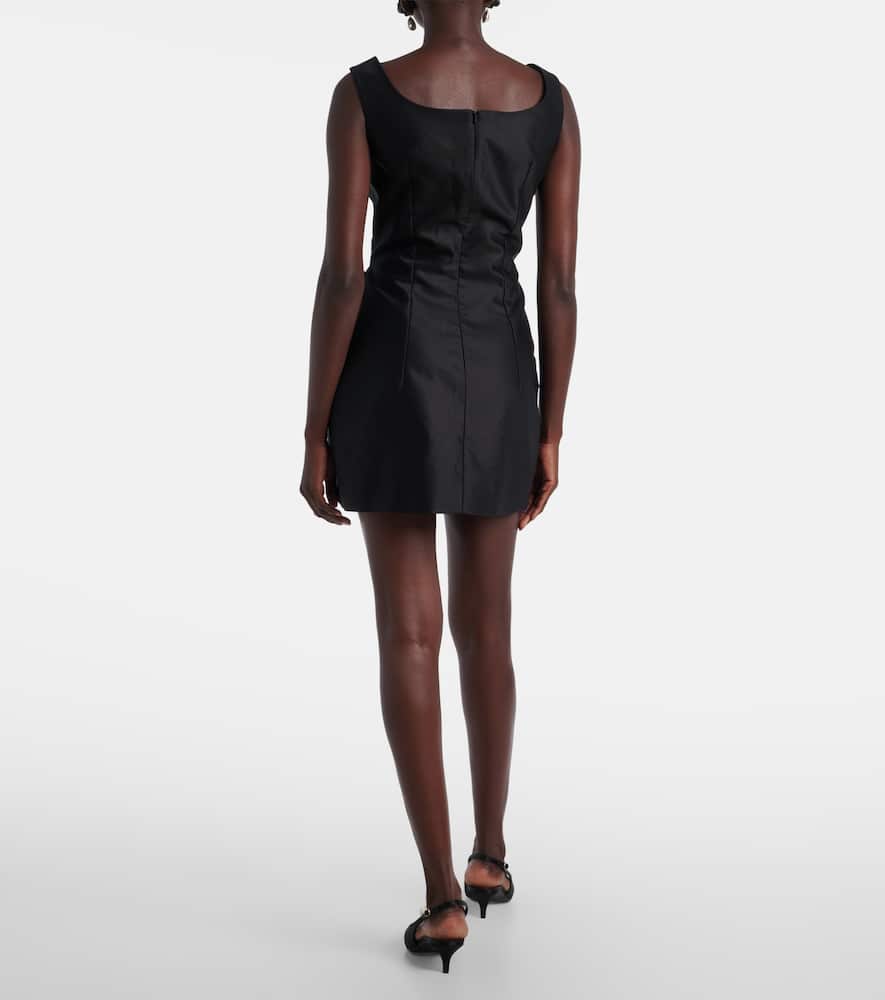 Floral-appliqué cotton minidress