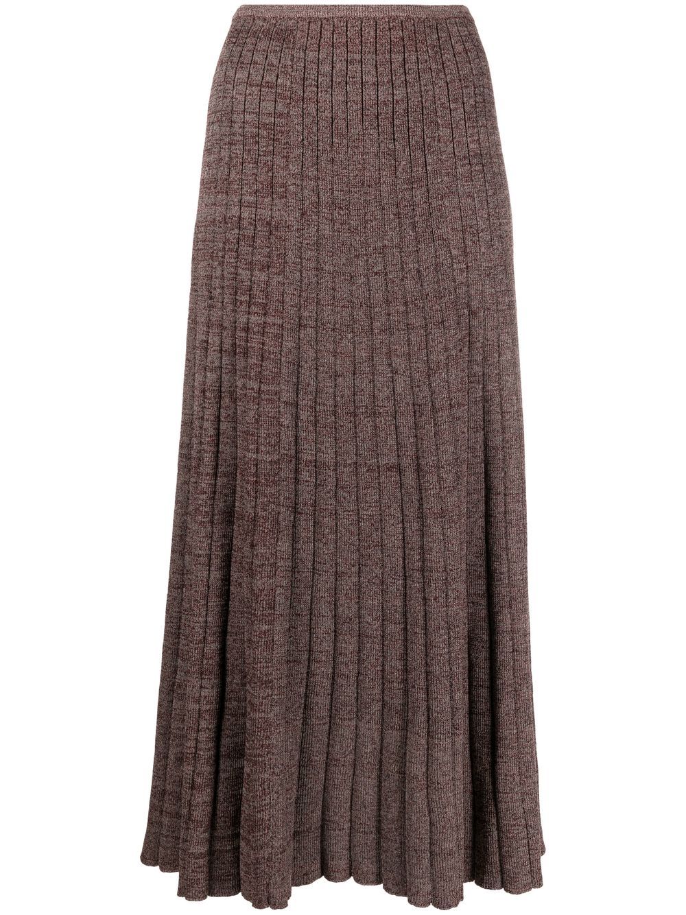 Pleated knit midi skirt - Neutrals