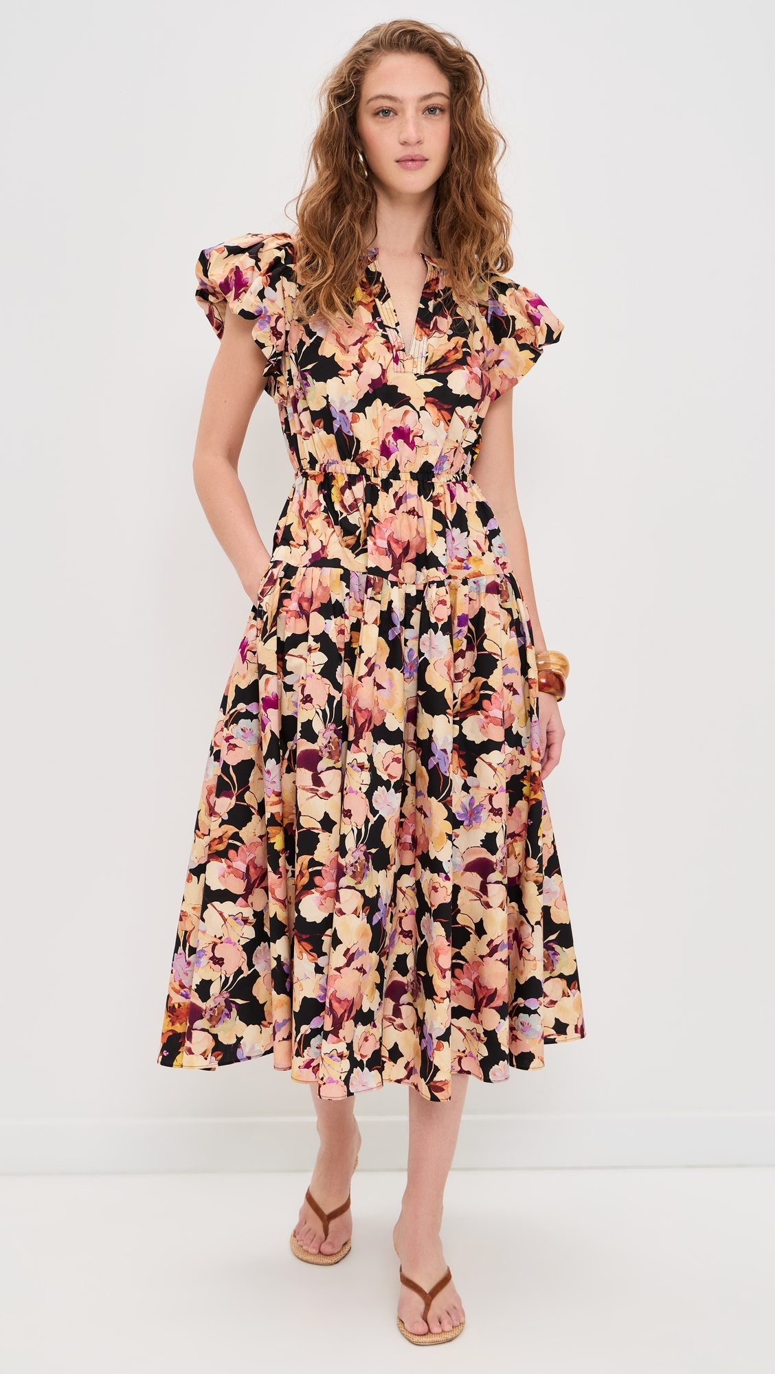 Marin Cotton Midi Dress Night Bloom
