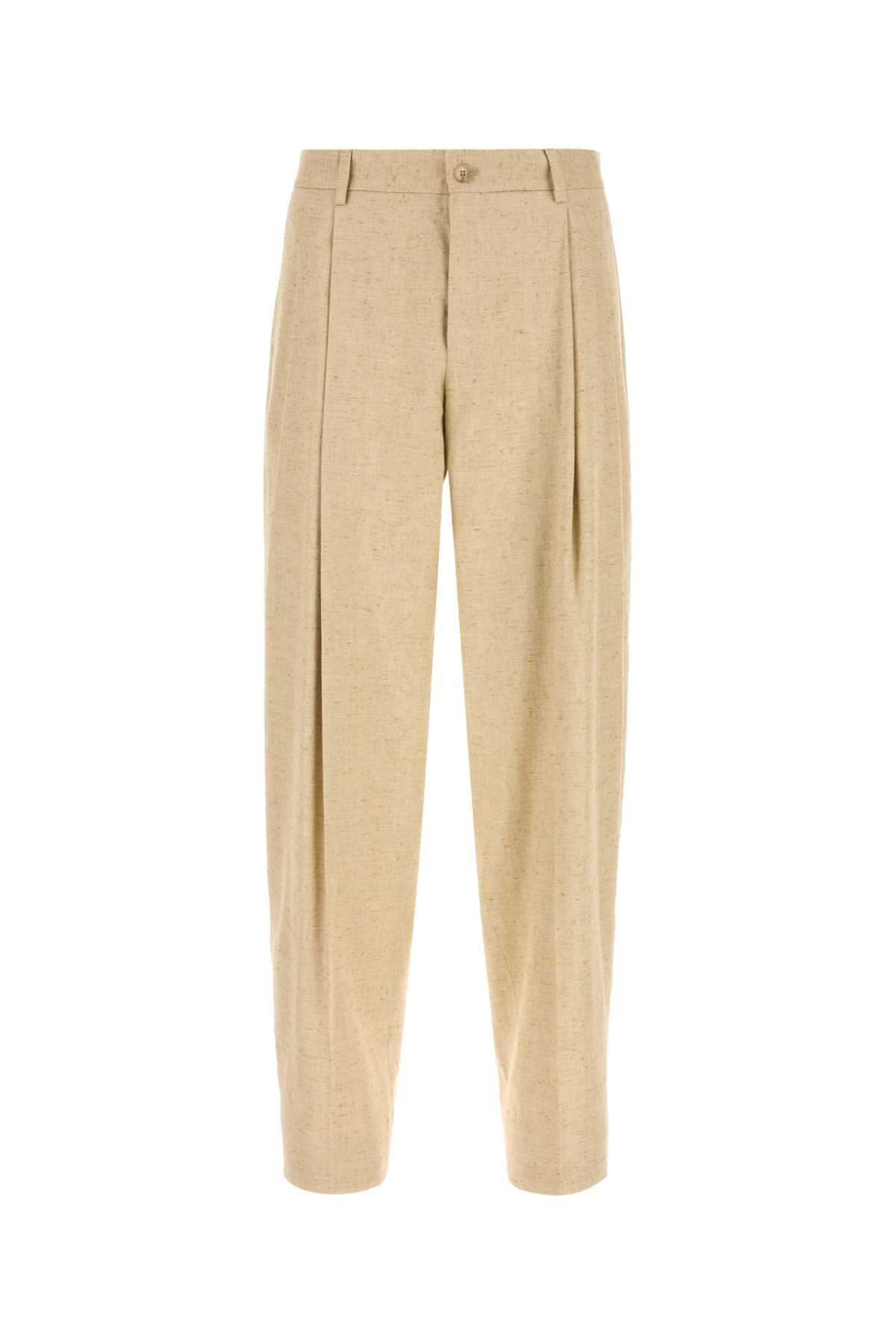 Hemp Silk Linen Trousers — Beige