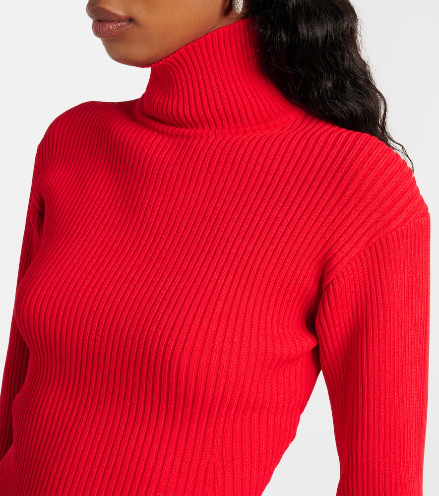 Ribbed-knit turtleneck bodysuit