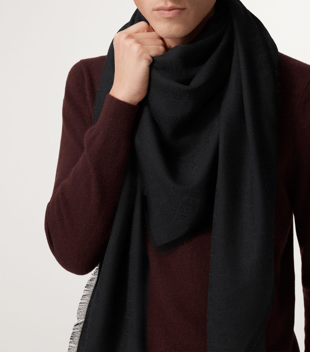 Cashmere-Wool-Silk Panther Shawl Scarf
