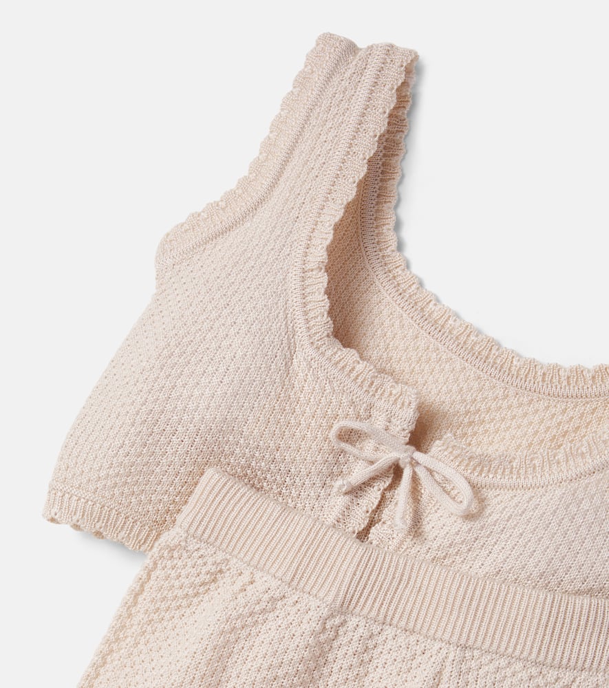 Embroidered cotton-blend top and shorts set