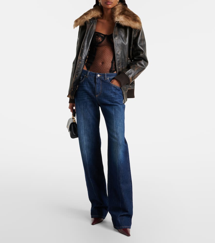 Mid-rise flared jeans