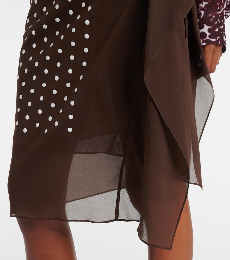 Polka-dot silk-blend midi skirt