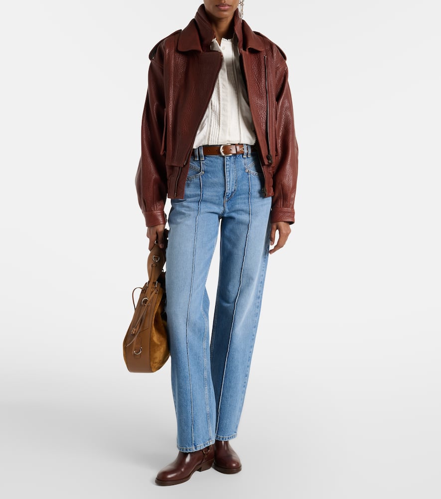 Aneli leather bomber jacket