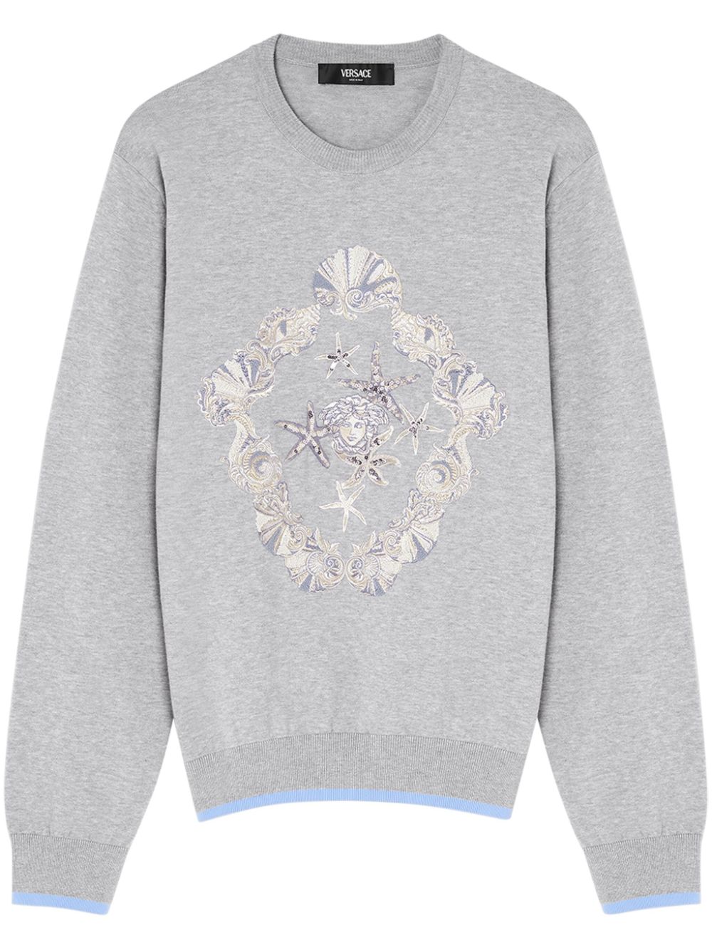 Medusa-appliqué crew-neck sweatshirt - Grey