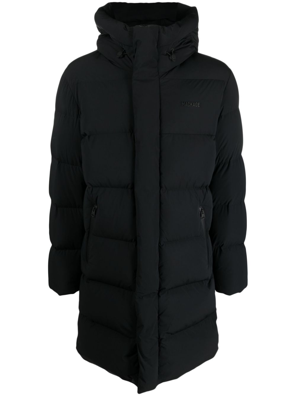 Logo-embossed padded coat - Black