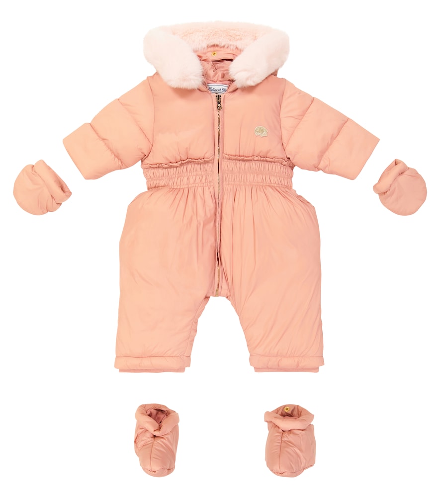 Baby snowsuit, mittens and socks set