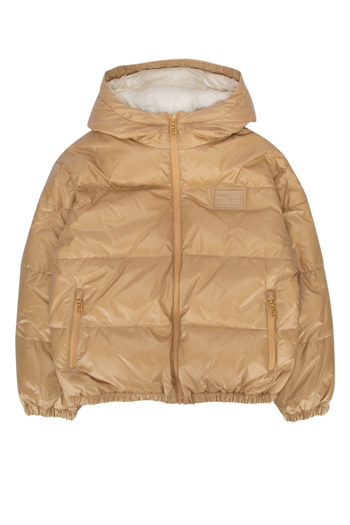 Quilted Polyester Down Jacket — Beige