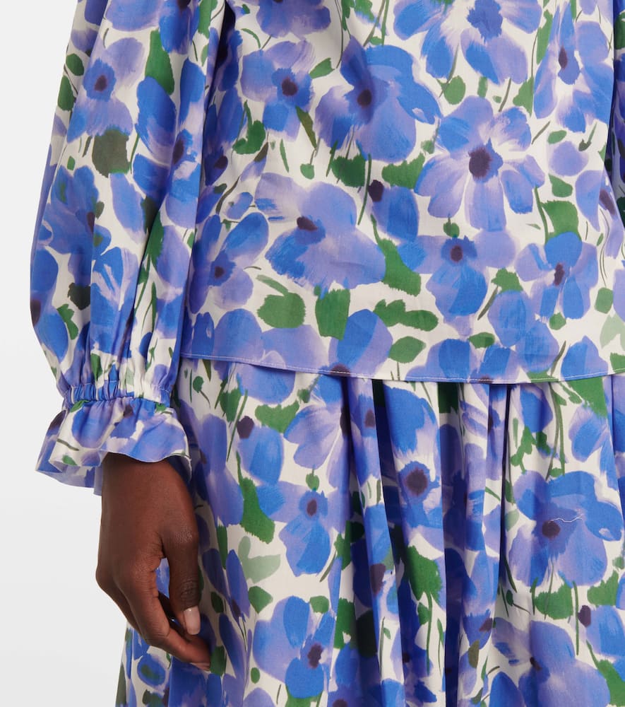 Floral off-shoulder cotton-blend top