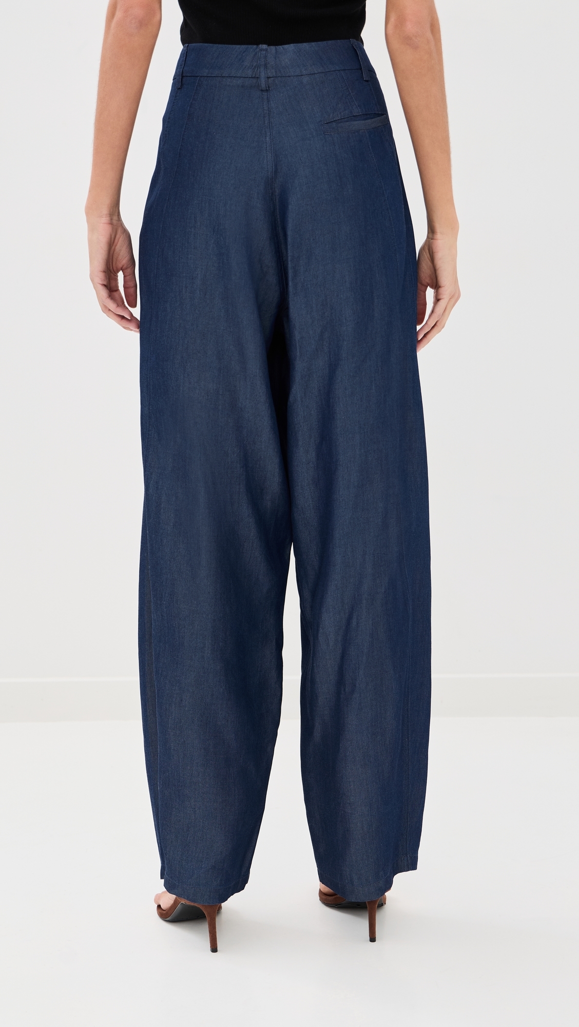 Phebe Chambray Wide Leg Pants Blue Denim