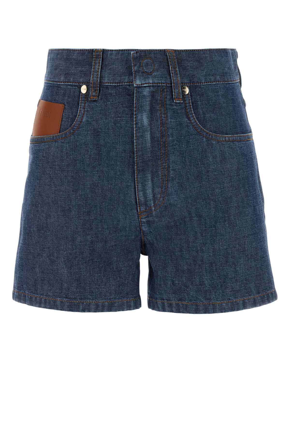 Cotton Denim Denim Shorts — Navy