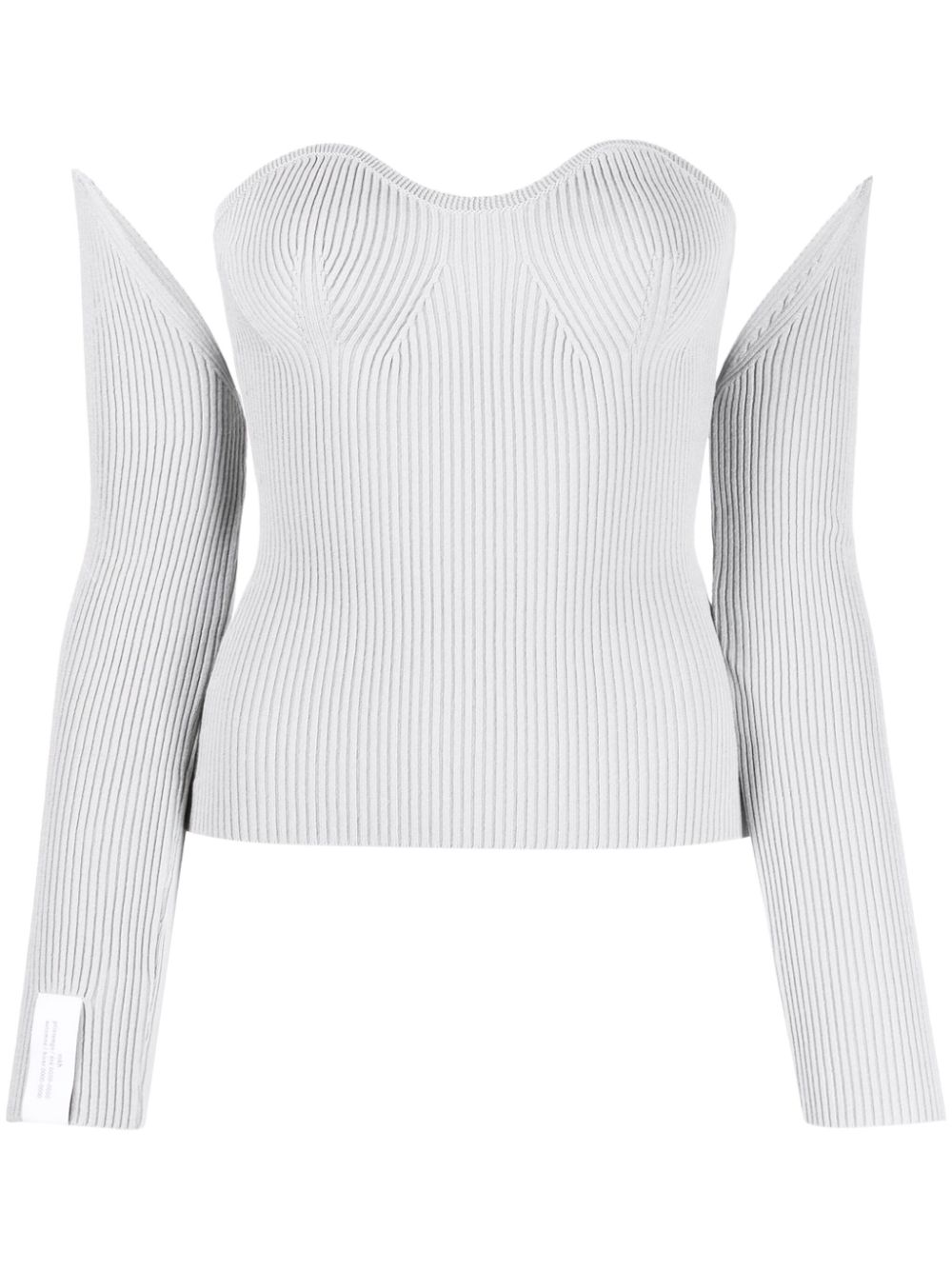 Ribbed-knit bustier-style top - Grey