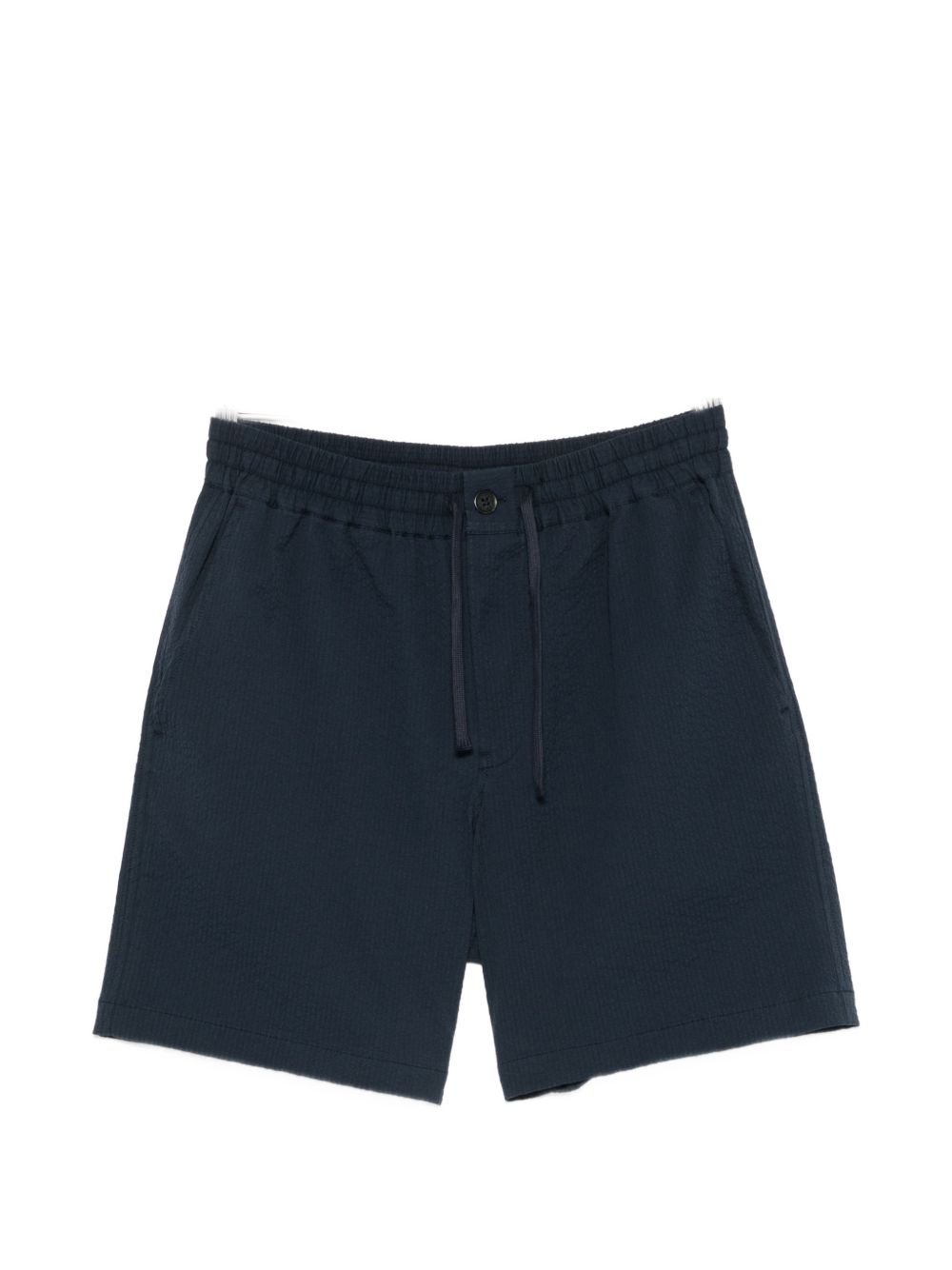 Seersucker Cotton Shorts — Navy