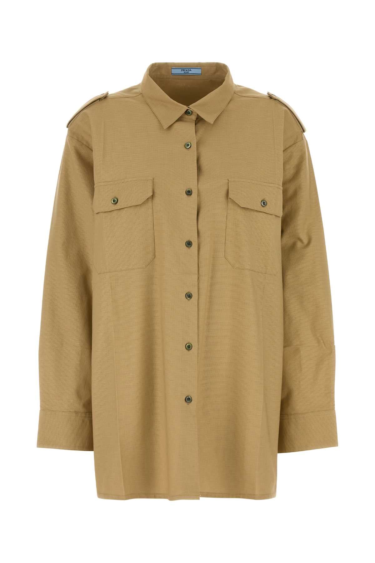Cotton Overshirt Shirt — Beige