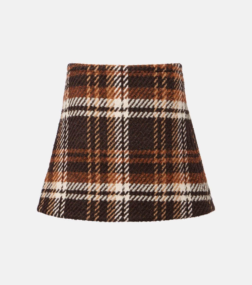 Checked wool-blend miniskirt
