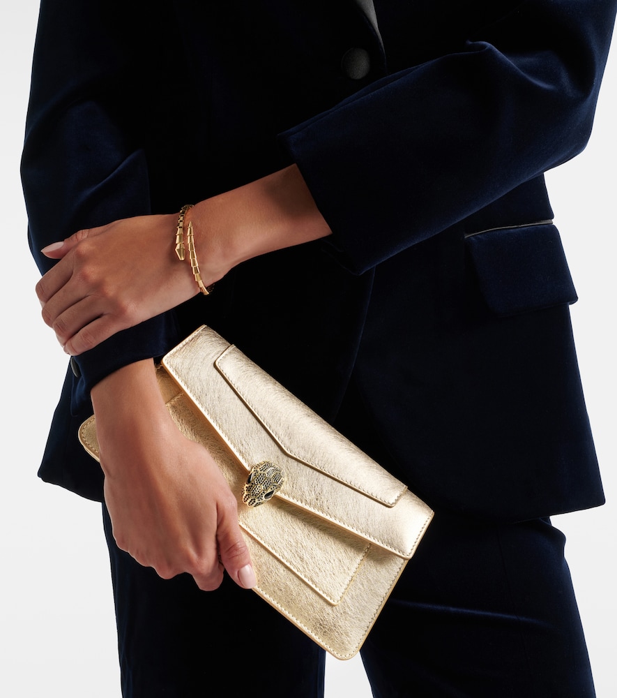 Serpenti Forever metallic leather clutch