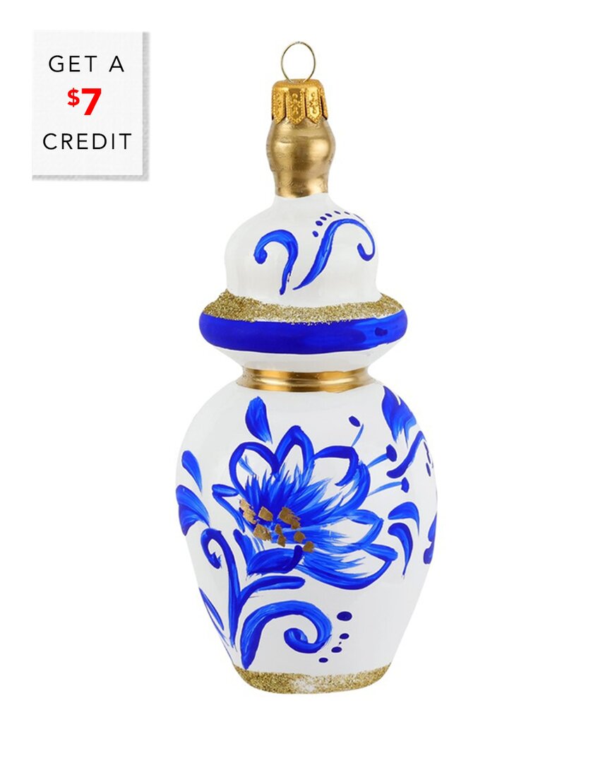 Ornaments Figural Ginger Jar With Large Flowers Ornament With $7 Credit