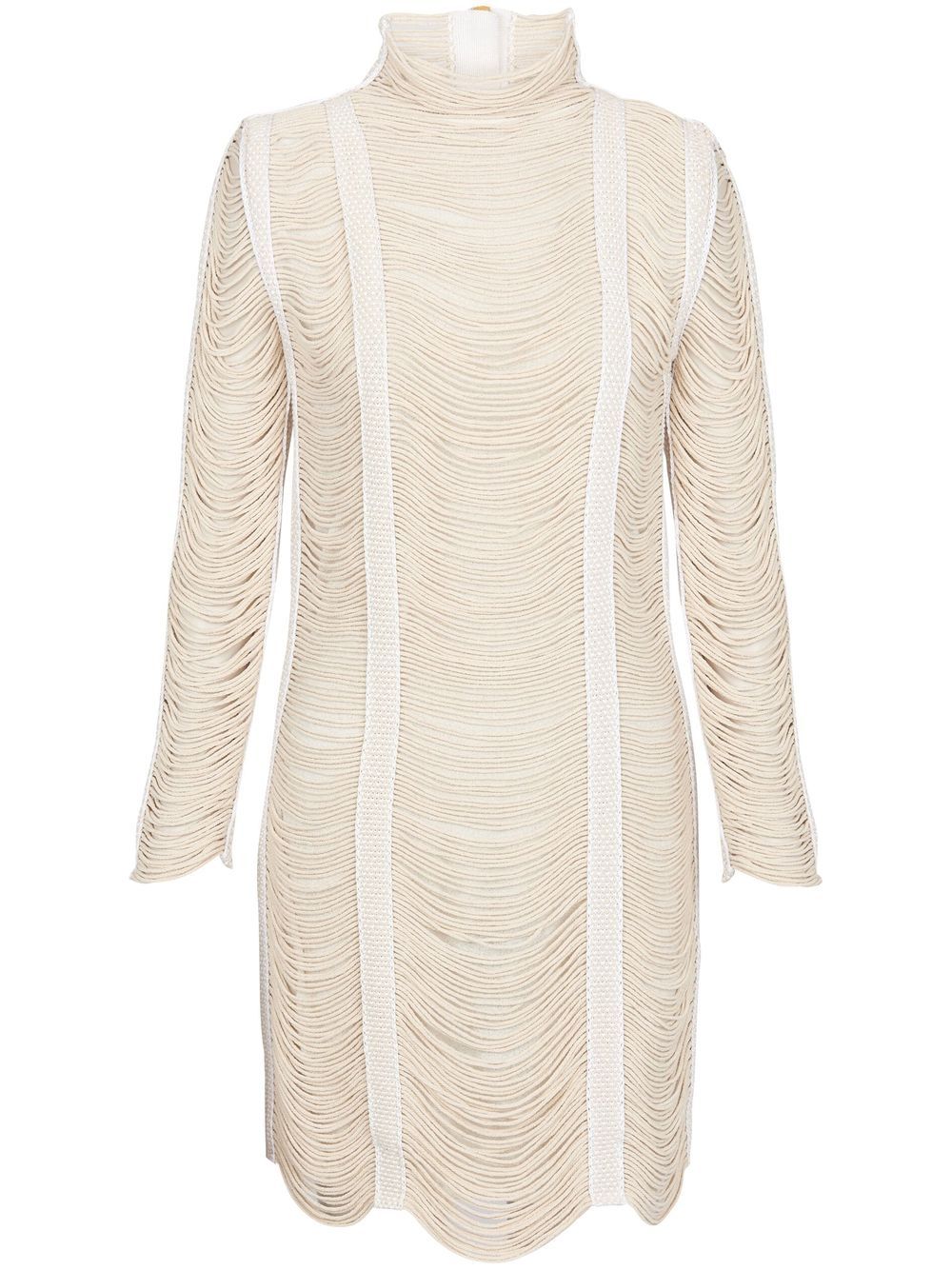 Macramé-knit openwork minidress - Neutrals