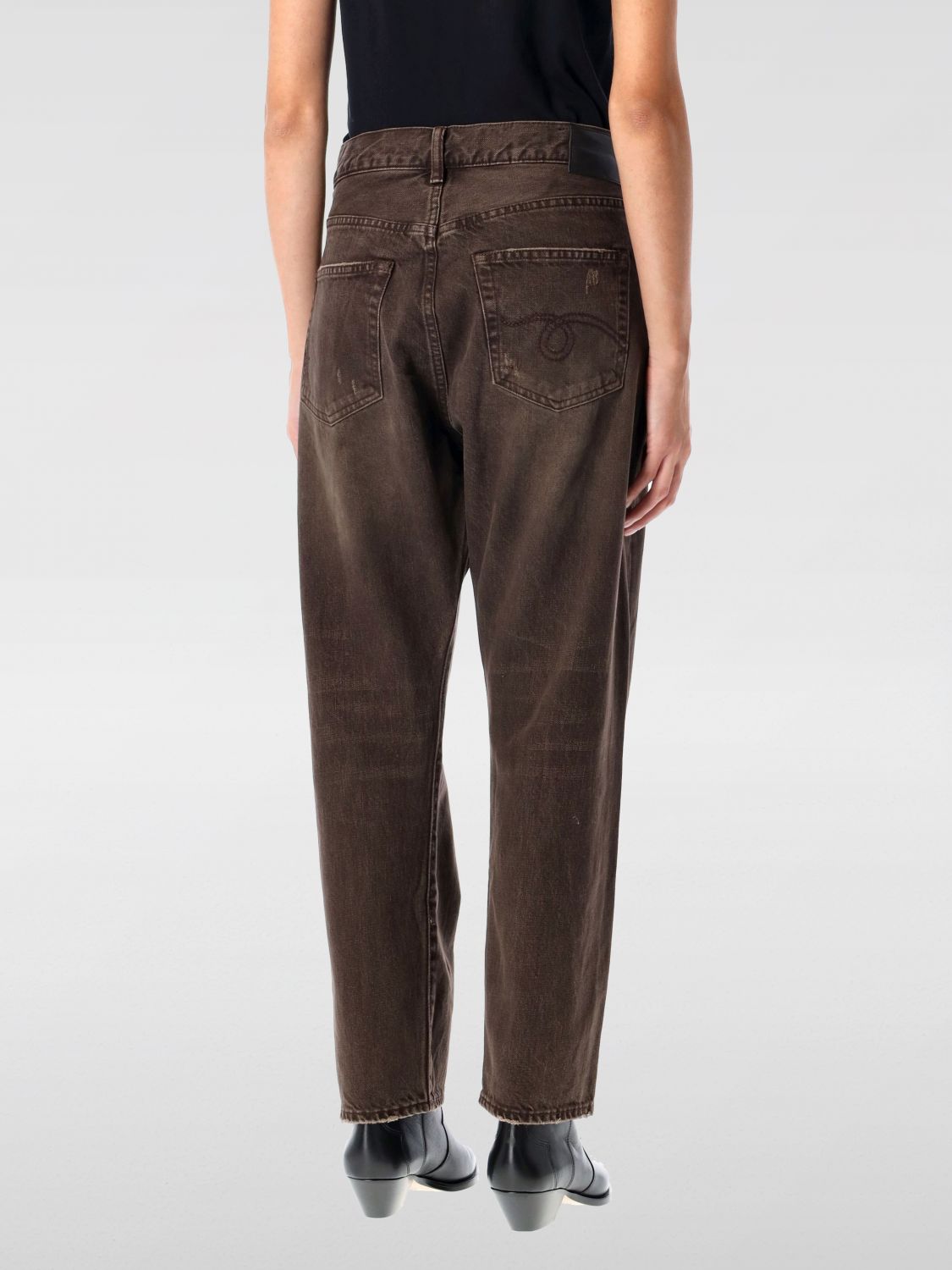 Off-centre boyfriend jeans - Brown