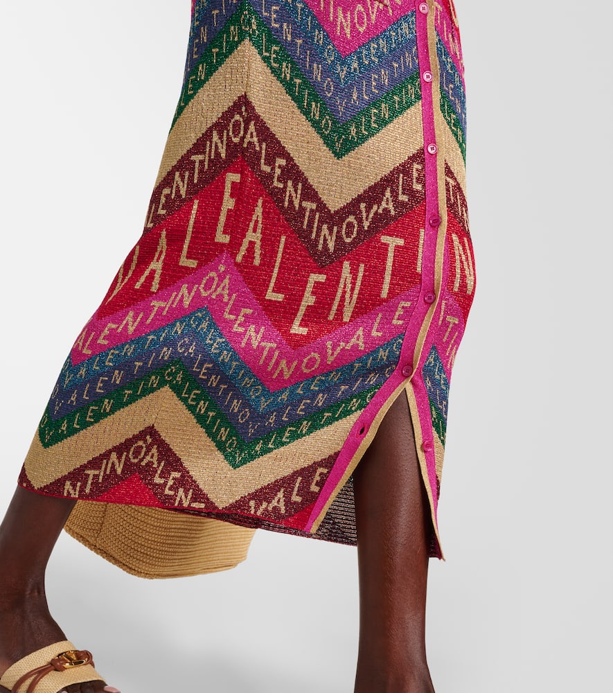 Logo knitted jacquard midi dress