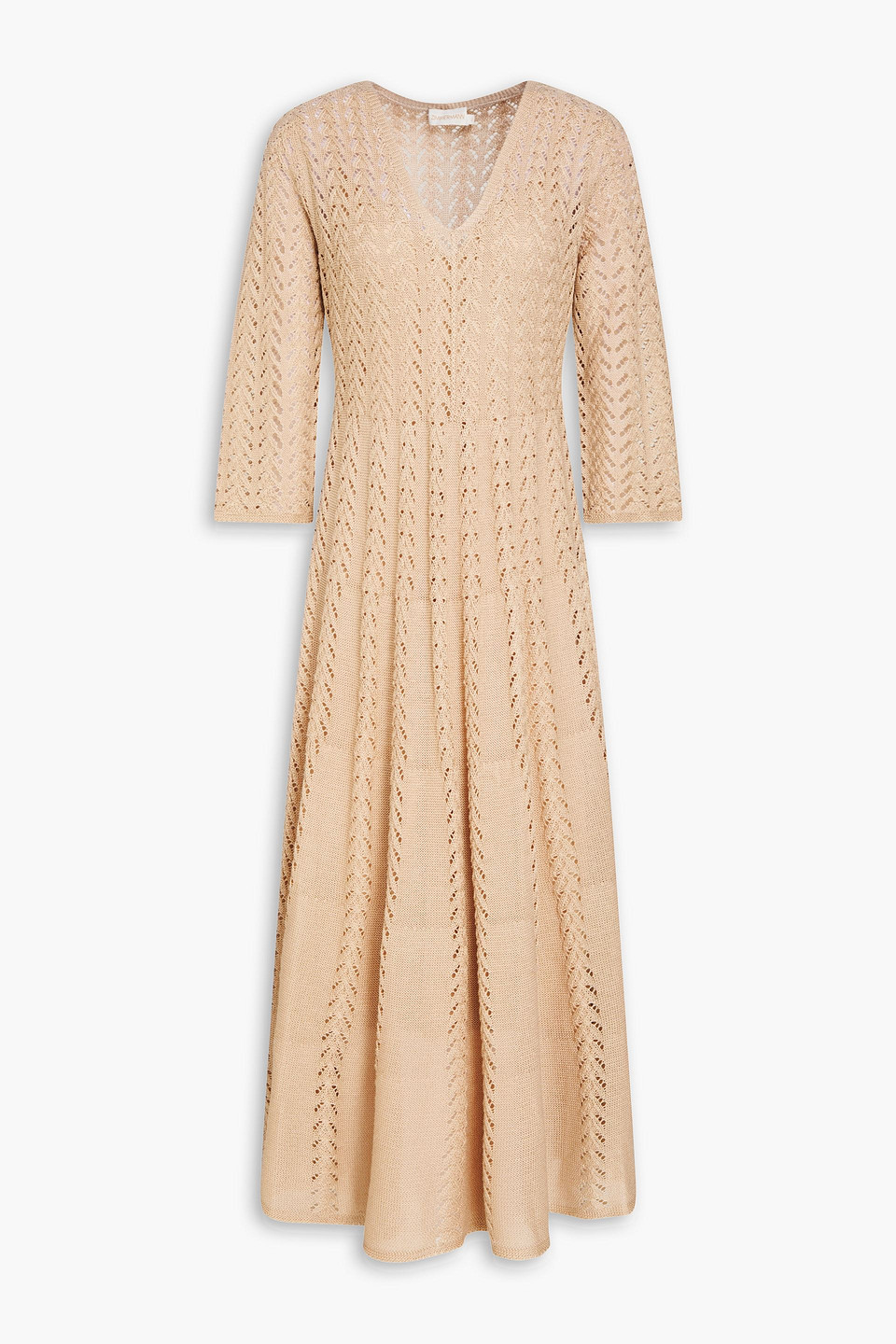 Pointelle-knit midi dress - Neutral - 00