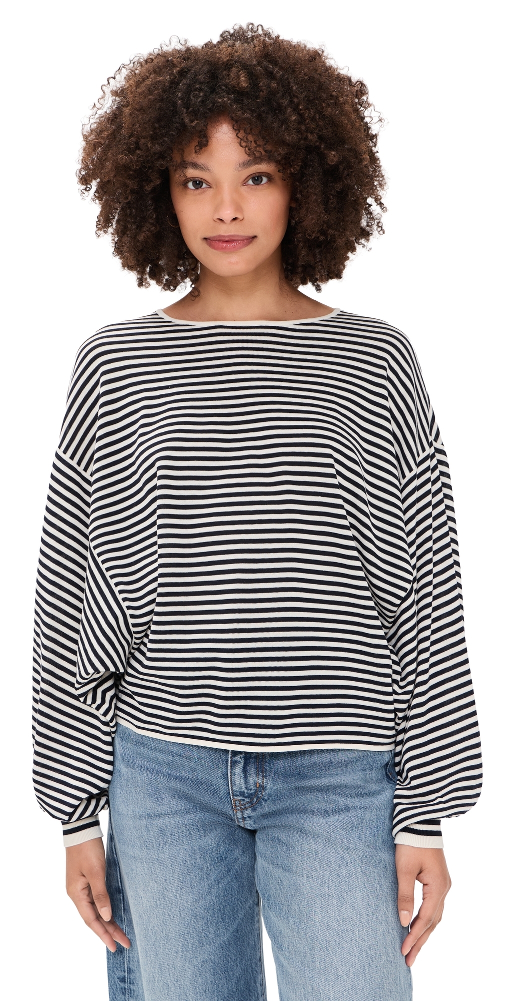 The Stripe Slouchy Sweater Cream Multi