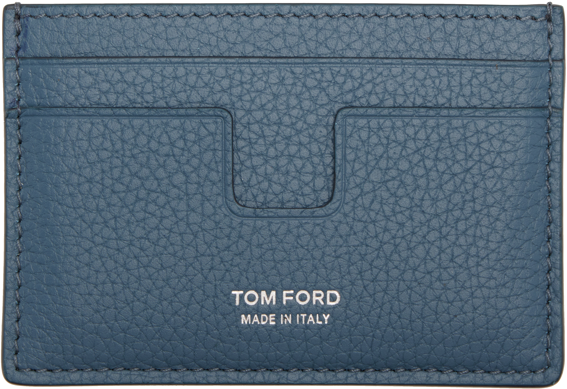 Blue Grain Leather Classic Card Holder