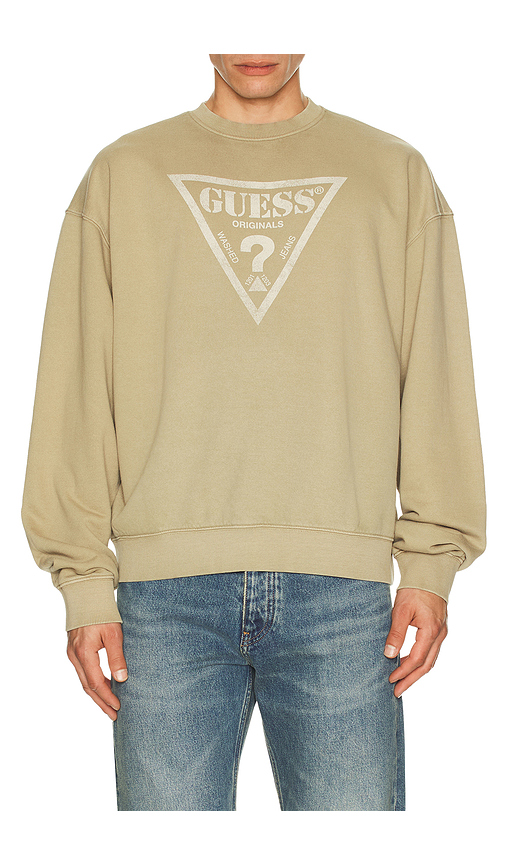 Guess Originals Vintage Triangle Crewneck Sweatshirt in Beige. XS. Also in L, M, S, XL/1X
