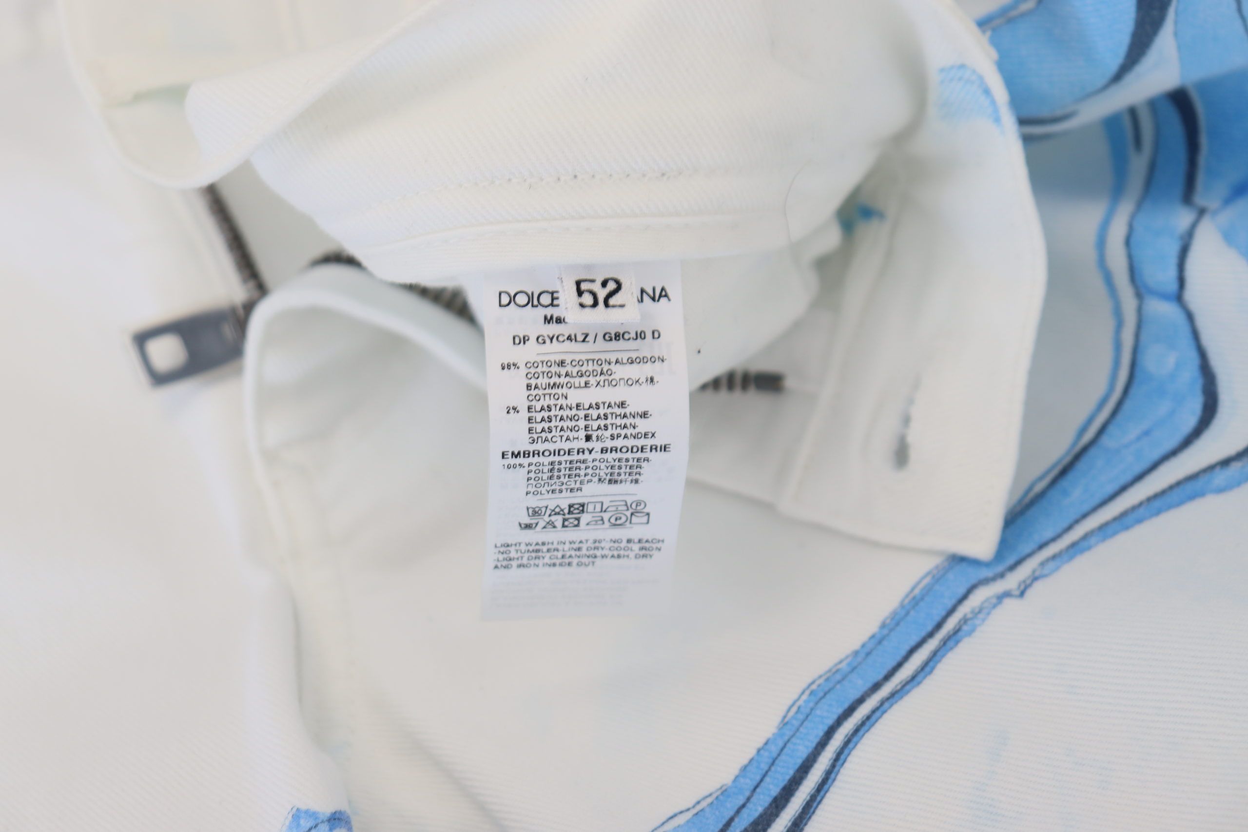 White & Blue Denim Stretch Jeans — White