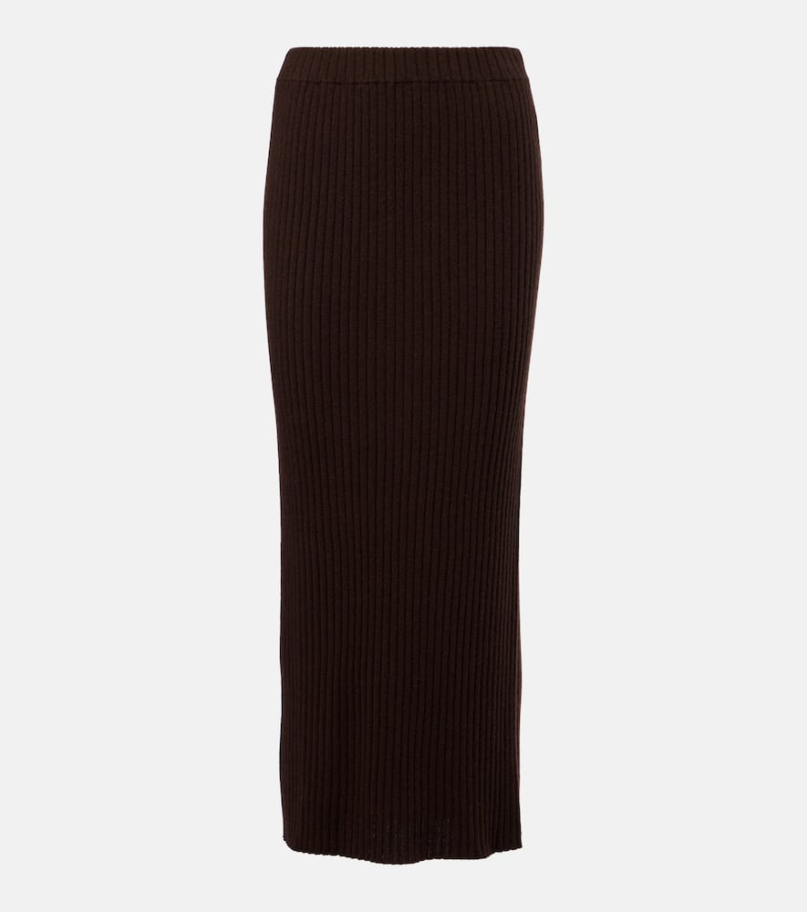 Ribbed-knit cashmere maxi skirt