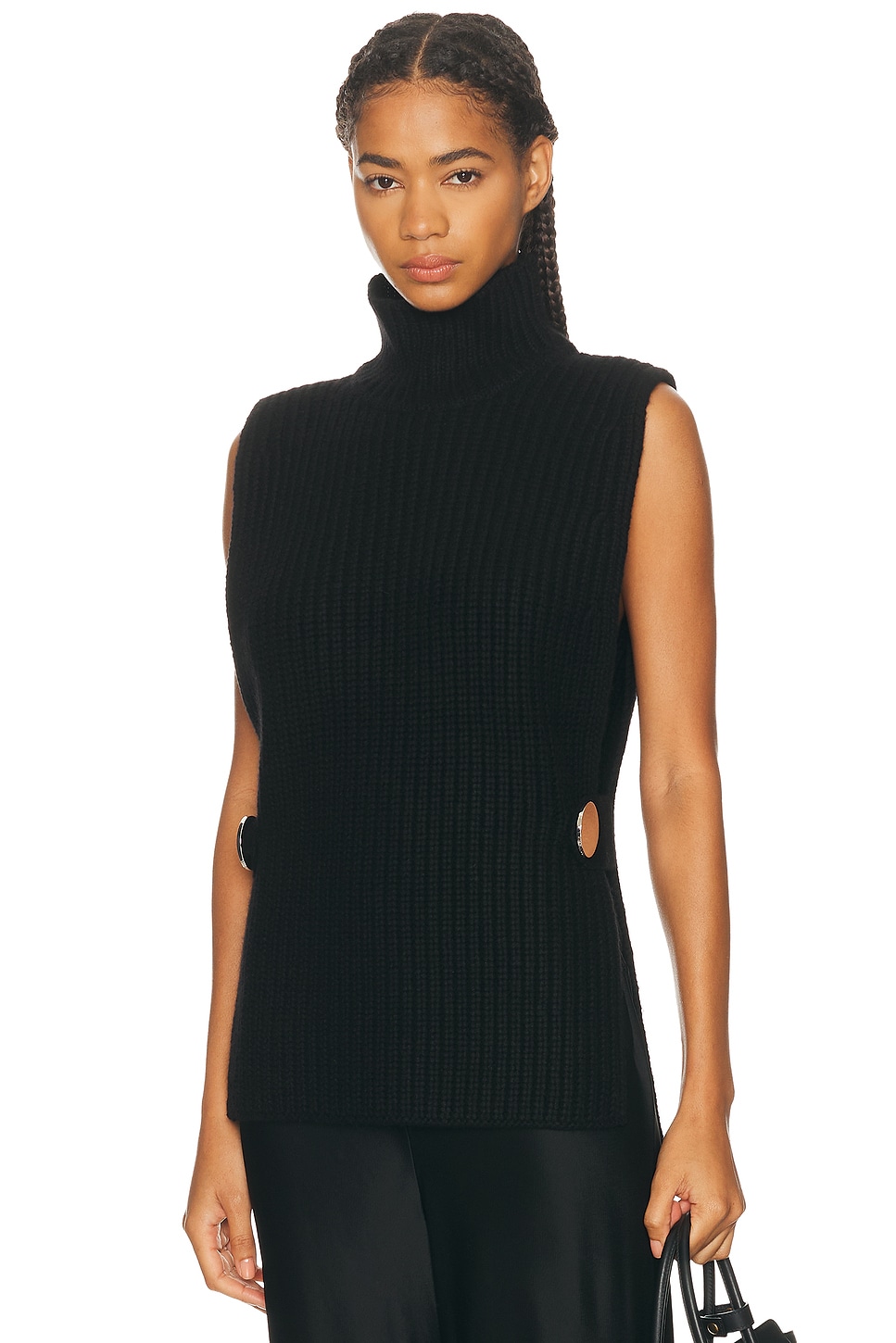 Brandon Maxwell Grayson Ribbed Gilet in Black - Black. XS also in L