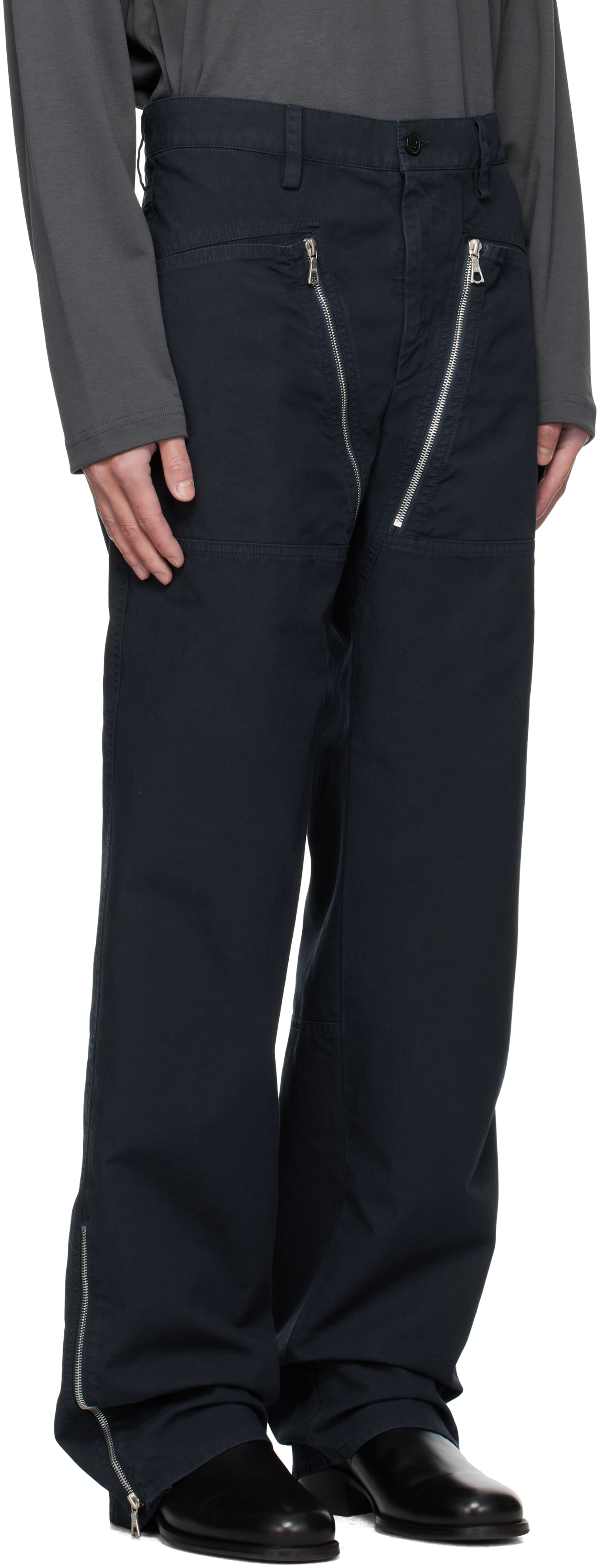 Navy Zip Trousers