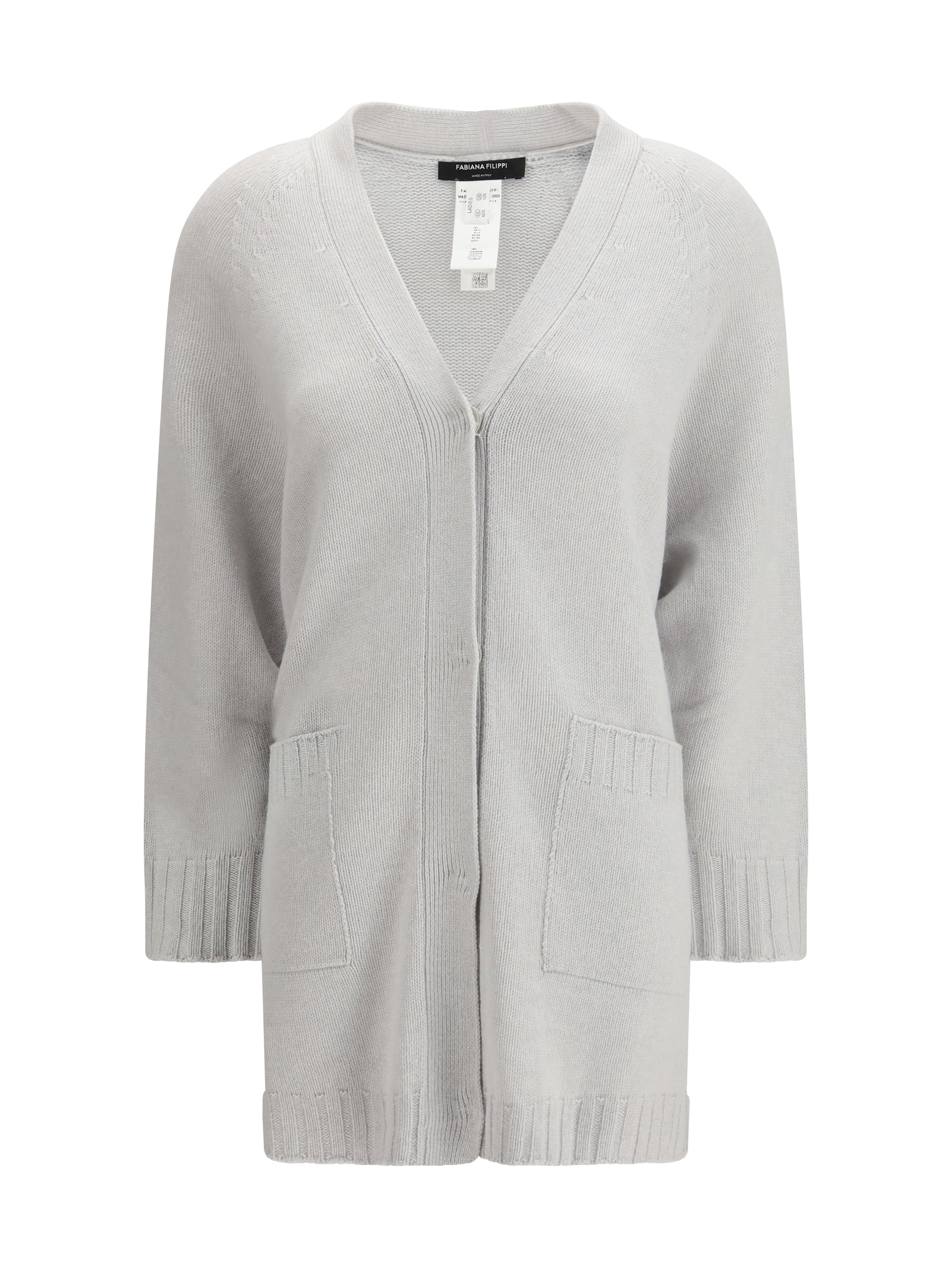 Fine Knit V-Neckline Cardigan — Gray