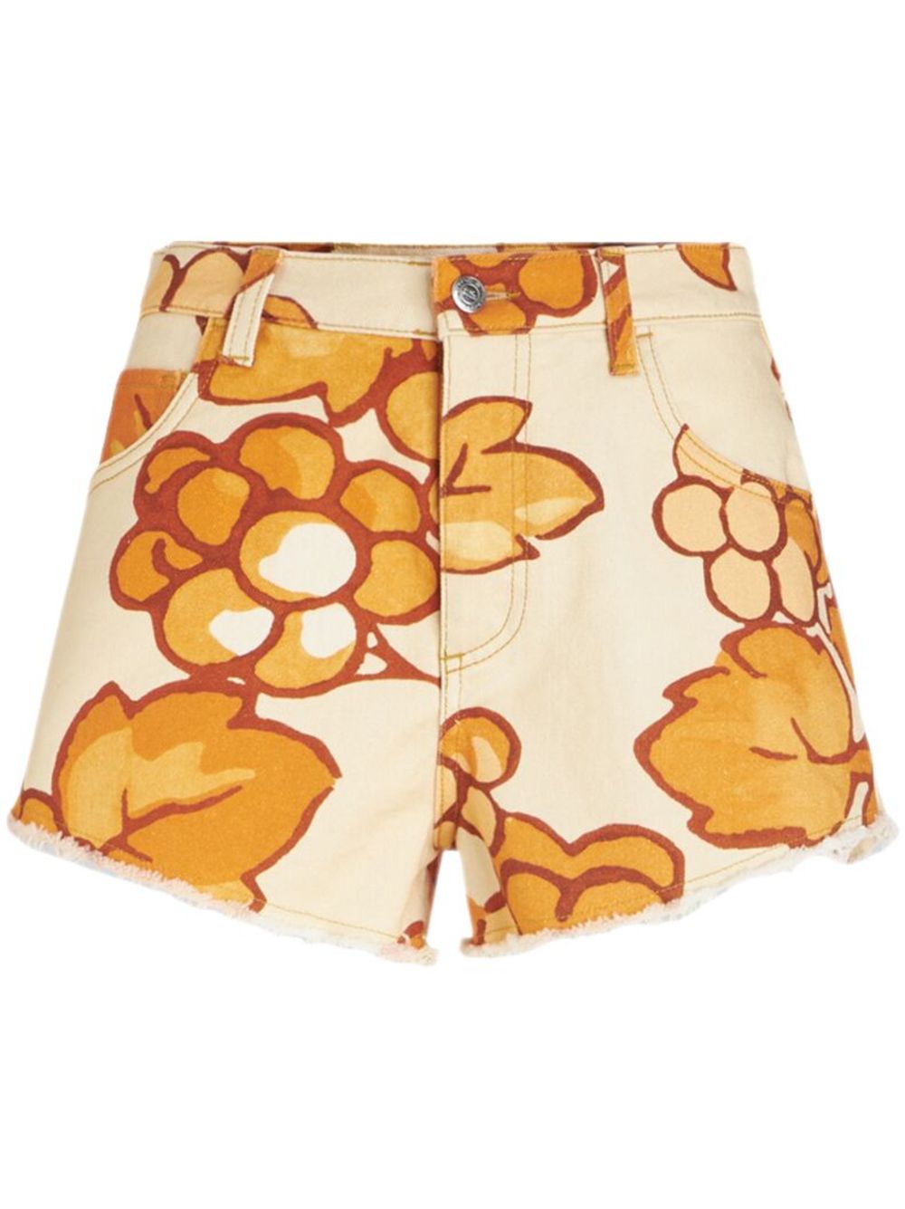 Berry-print denim shorts - Orange